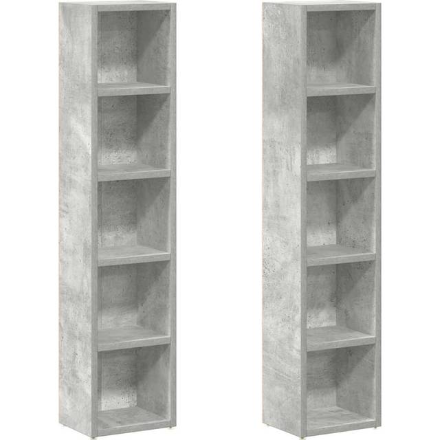 vidaXL Cd Cabinets 2 Pcs Concrete Grey Wood Book Shelf 93.5cm 2pcs