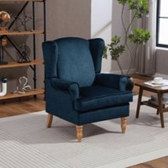 (Blue) Helena Wingback Armchair Accent Chair Occasional Sofa Seating