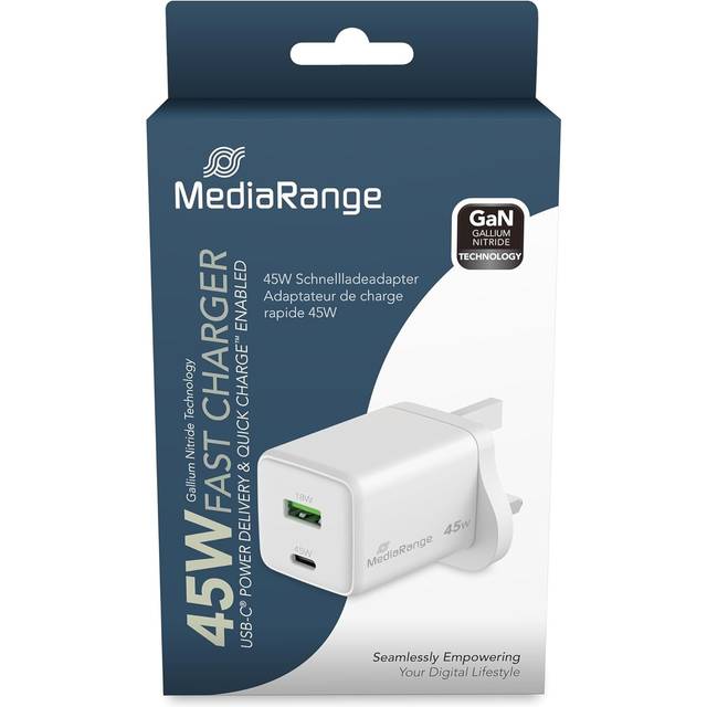Mediarange 45w Gan Fast Phone Charger Adapter Mrma113-uk Usb-c Active Protection