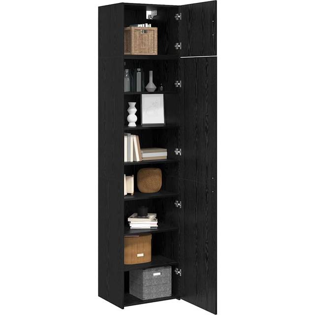 vidaXL Storage Cabinet Wall-mounted Black oak Engineered wood