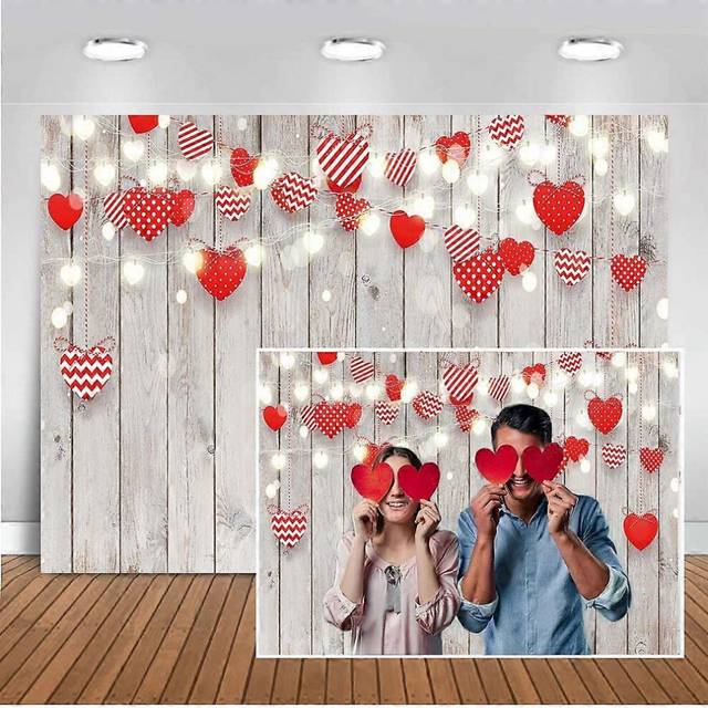 (As show, One size) Heyone 7x5ft Wood Backdrops Valentine&#39;s Day Photography Backdrops Baby Shower Kid Birthday Party Decor Banner D519