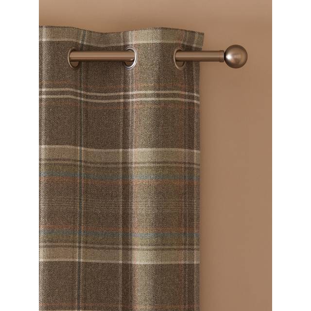 Next Green/Natural Brushed Check Super Thermal Eyelet Curtains