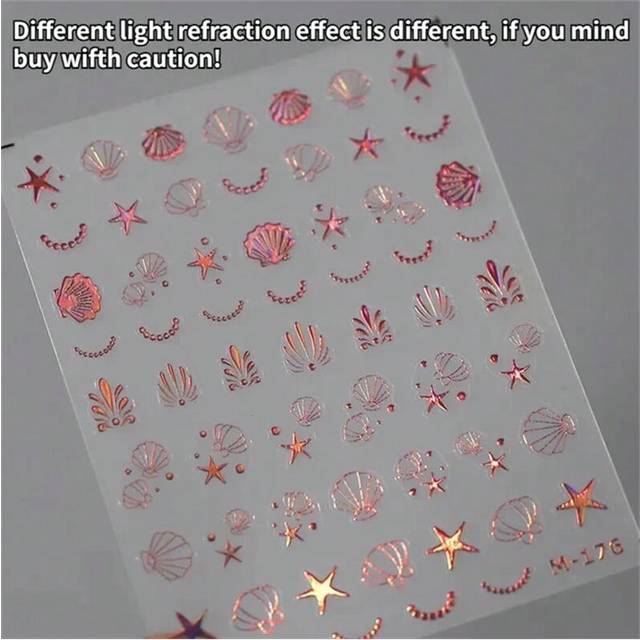 (M176) Summer Beach Ocean Shell Starfish Clams Conch Stars Sea Bubble Seasnail Soft Relief Decoration Nail Art Stickers Manicure Decals