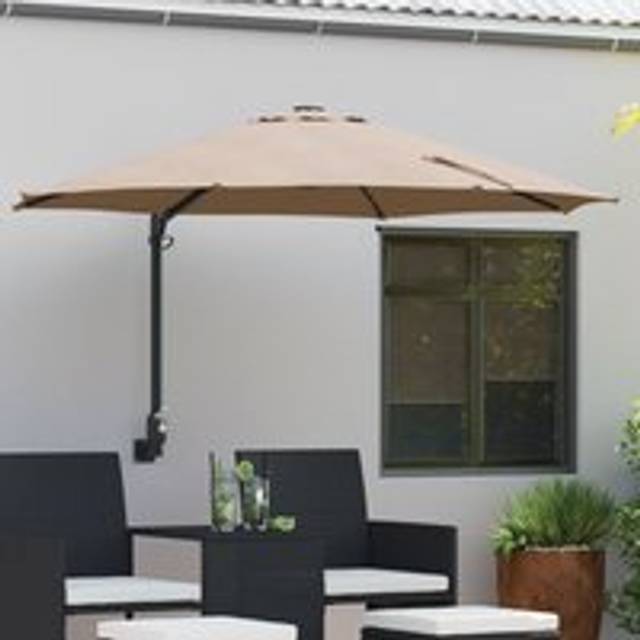 Wall-mounted Garden Parasol with LEDs Taupe 248 cm - One Size