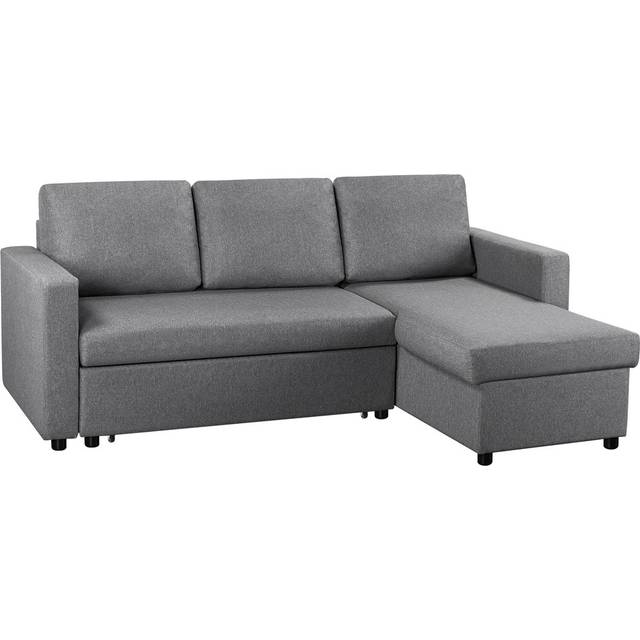 L-Shaped Sofa Bed 3 Seater Couch - Light Grey (83cm H X 211cm W X 146cm D)