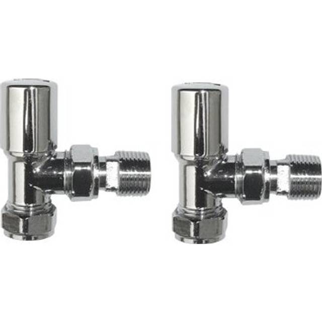 Premium Chrome Angled Towel Radiator Valves 15mm Central Heating Taps Designer Rads Pair Modern Bathroom