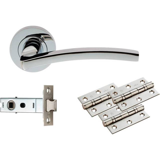 Tavira Latch Door Handle - Polished Chrome (5cm H X 6.4cm W)