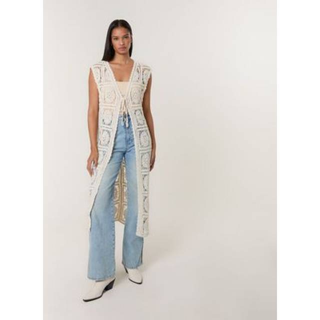 Blue Vanilla Women's Stone Longline Crochet Knit Top New Look - M/L