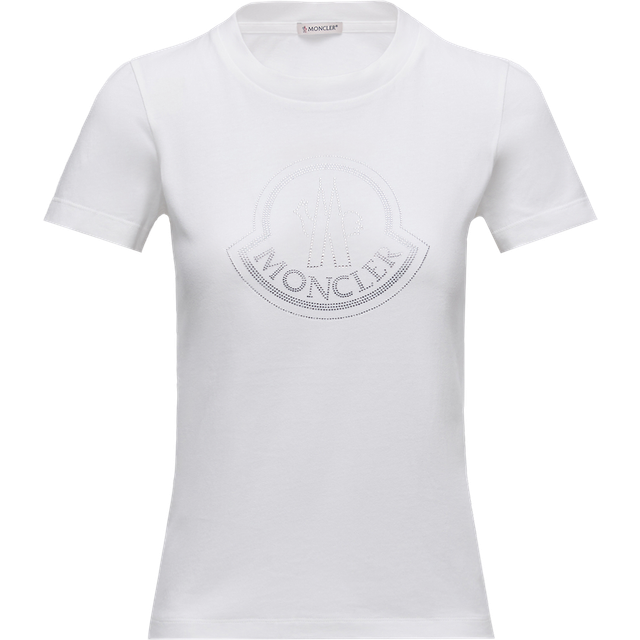 MONCLER | White cotton rhinestone logo T-shirt | Women | L - beige (L)