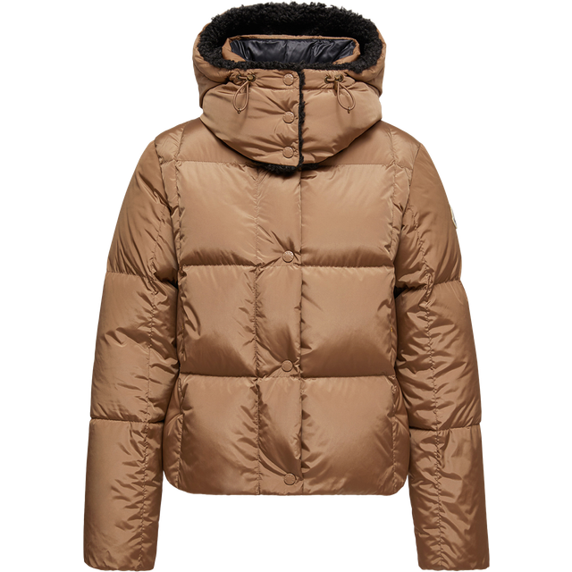 MONCLER COLLECTION Castelnou Square-Quilted Hooded Short Down Jacket, Women, Beige, Size: 1