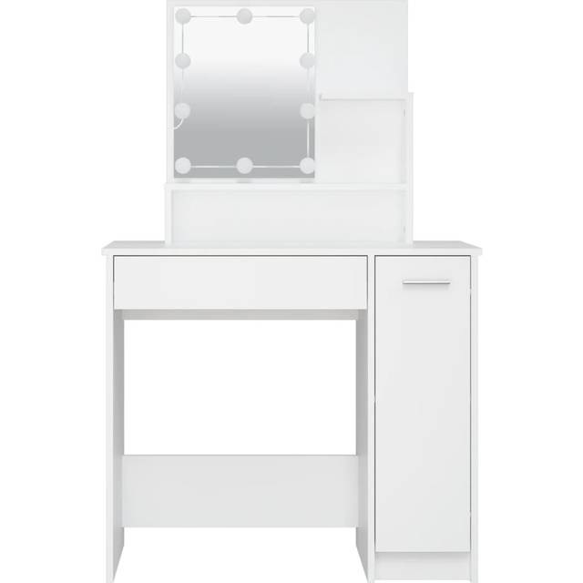 Sminkbord med LED vit 86,5x35x136 cm