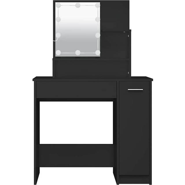 Dressing Table with led Black 86.5x35x136 cm Vidaxl