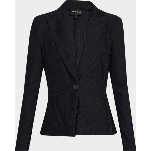 Rice Stitch Jersey Single-Breasted Jacket - SOLID BLACK - 46 IT (10 US)
