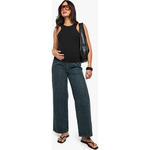 Womens Maternity Over The Bump Wide Leg Jeans - Blue - 18, Blue