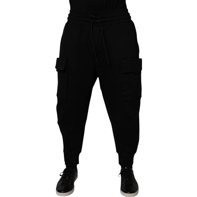 Black Cotton Men Cargo Jogger Sweatpants Pants - S