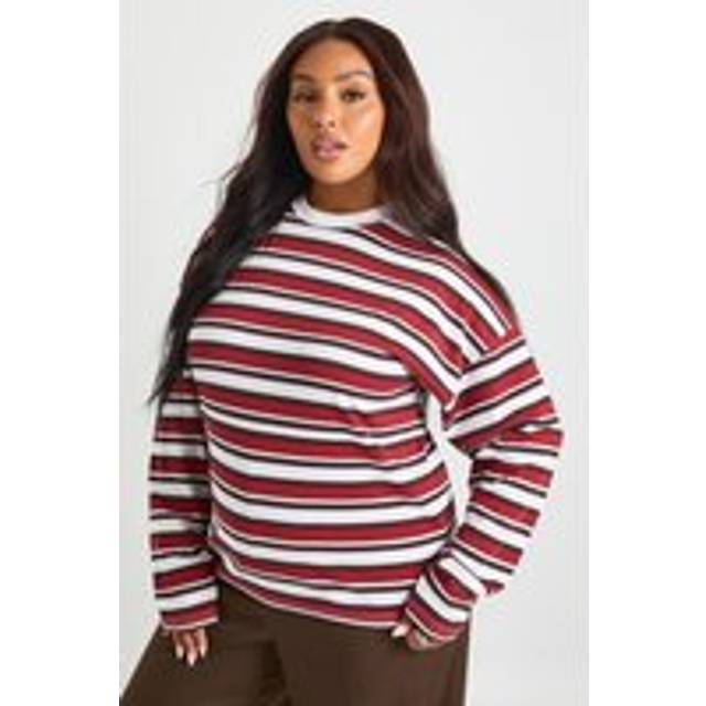 Womens Plus Crew Neck Long Sleeve T Shirt - Red - 24, Red