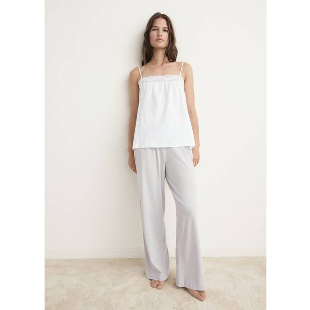 Fluid cotton pyjama bottoms light/pastel grey - Woman - S - MANGO - Light/Pastel Grey
