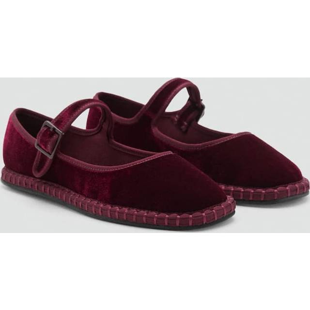Velvet ballerinas burgundy - Kids - 1 - MANGO KIDS - Burgundy