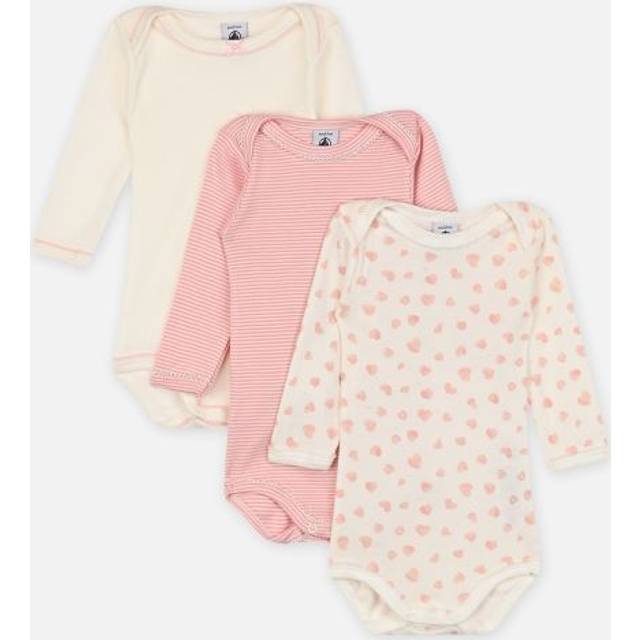 Pack of 3 Bodysuits with Long Sleeves - Pink + White - 2Y (86CM)