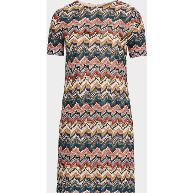 Metallic Zigzag Short-Sleeve Mini Dress - SM9R3-MULTICOLOR TON - 38 IT (2 US)