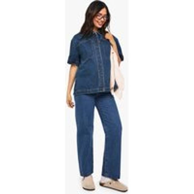 Womens Maternity Over The Bump Boyfriend Jeans - Blue - 18, Blue