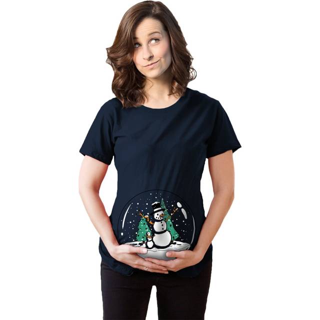 Maternity Snow Globe T Shirt Funny Cute Christmas Reveal Pregnancy Announcement Funny Graphic Maternity Tee Christmas Maternity T Shirt Funn