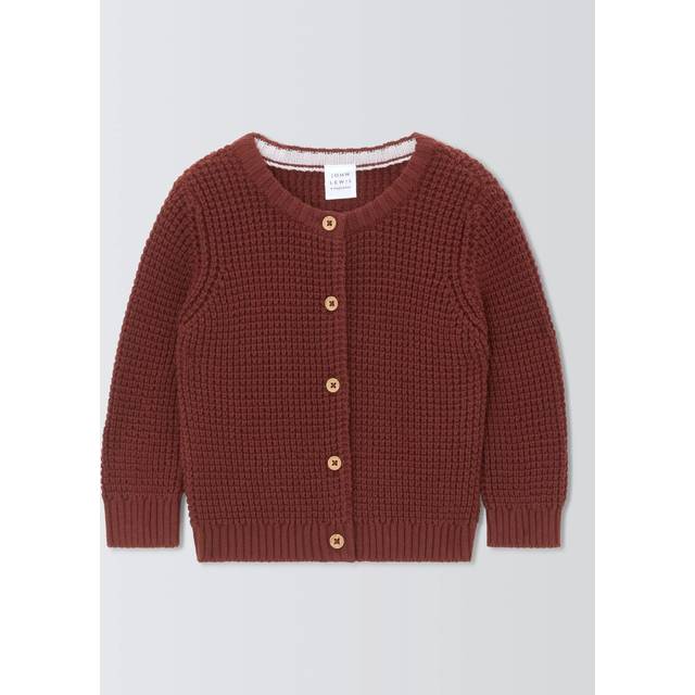John Lewis Baby Little One Back Embroidery Cardigan, Burgundy