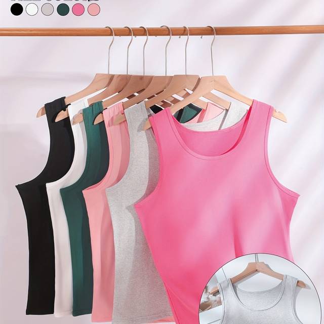 TEMU A Set Of 6 Women's Tank Tops, Summer Layering And Versatile Sleeveless Tops.