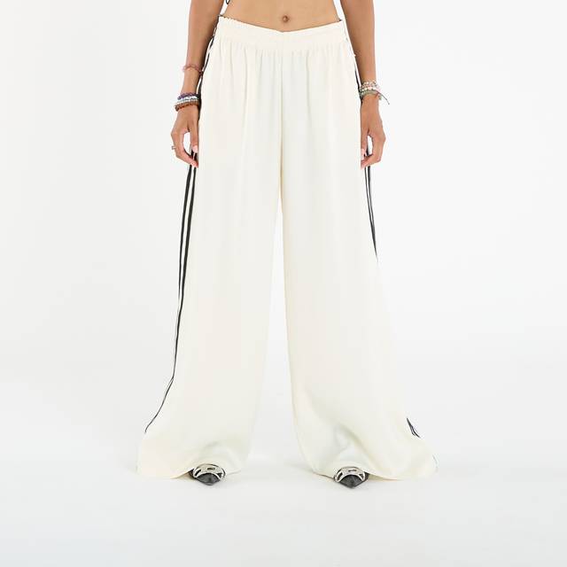 Pants adidas Adicolor Satin Wide Leg Track Joggers Cream White/ Grey Three 6 (6)