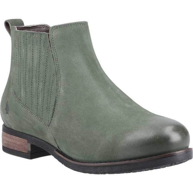 (Green, 7 (Adults')) Hush Puppies Edith Leather Women's Green Flat Chelsea Boots