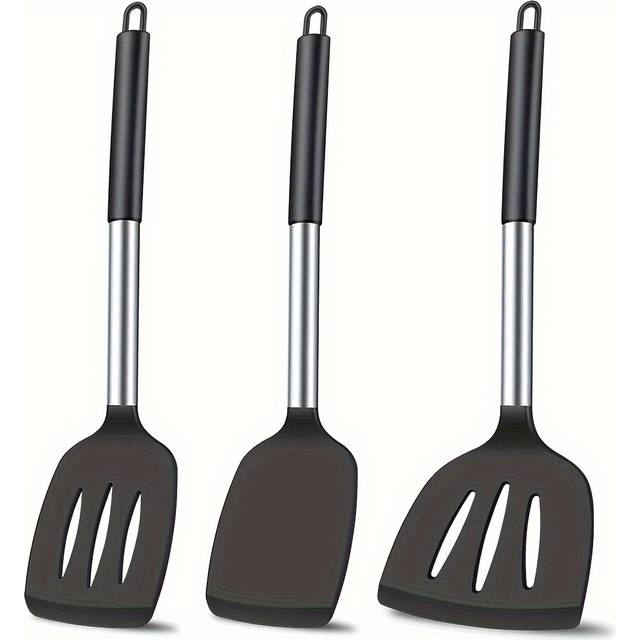 TEMU 3pcs Silicone Spatula Set - Heat Resistant, Nonstick Cookware Safe Turner & Fish Spatulas For Kitchen Use - Halloween, Christmas, Easter