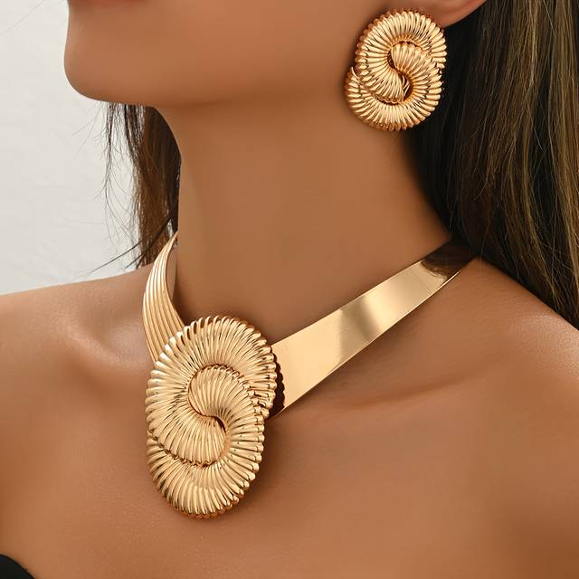 TEMU 3pcs Stylish V-shaped Metal Golden 8-shape Trendy Elegant Everyday Party Earring Hoop Set