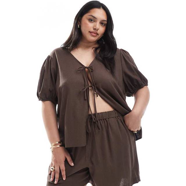 Pieces Curve – Chokladbruna shorts, del av set-Brown