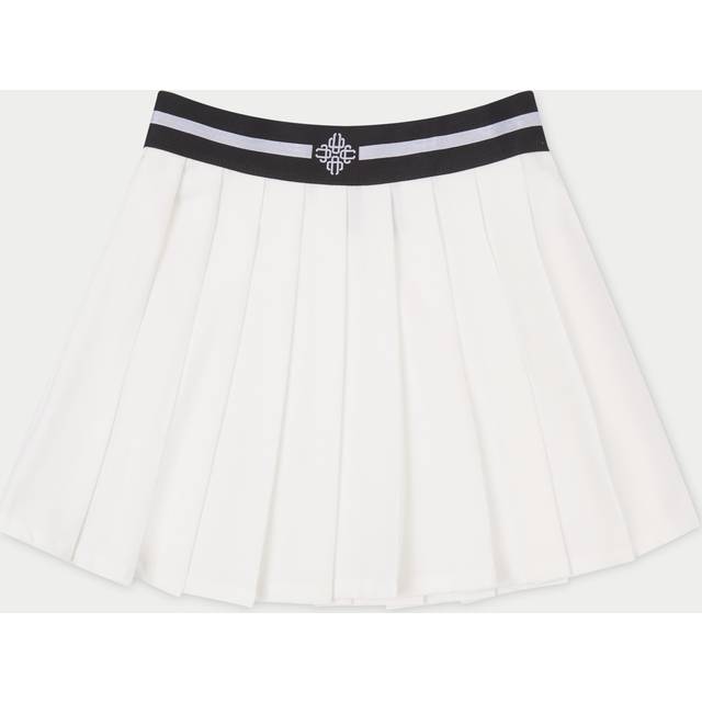 Emblem Waistband Tennis Mini Skirt - White