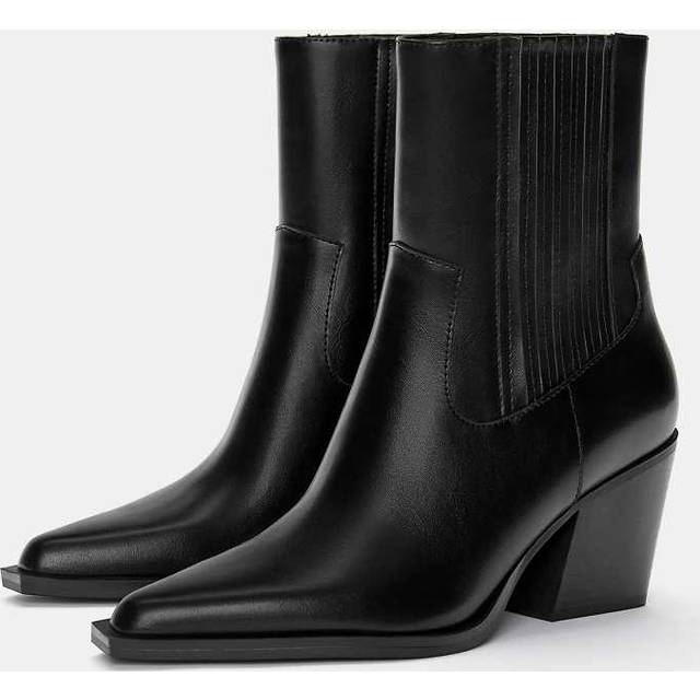 Pull&Bear Cowboy Ankelstøvler Med Hæl - Sort