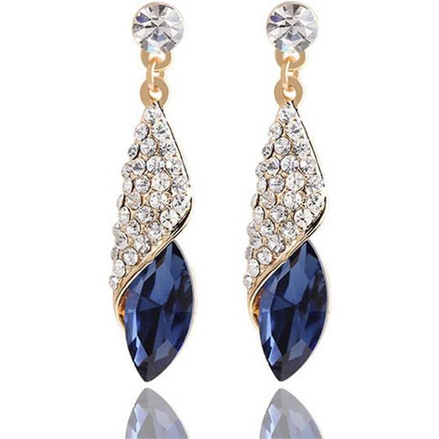 (As show, One size) Vintage Long Drop Dangle Teardrop Earrings Sparkling Teardrop Crystal Simulated Diamond Stud Earrings For Women,green