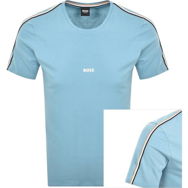BOSS Unique Global Stripe Taped Loungewear T-Shirt - Light Blue, Light Blue, Size 2Xl, Men - 2XL