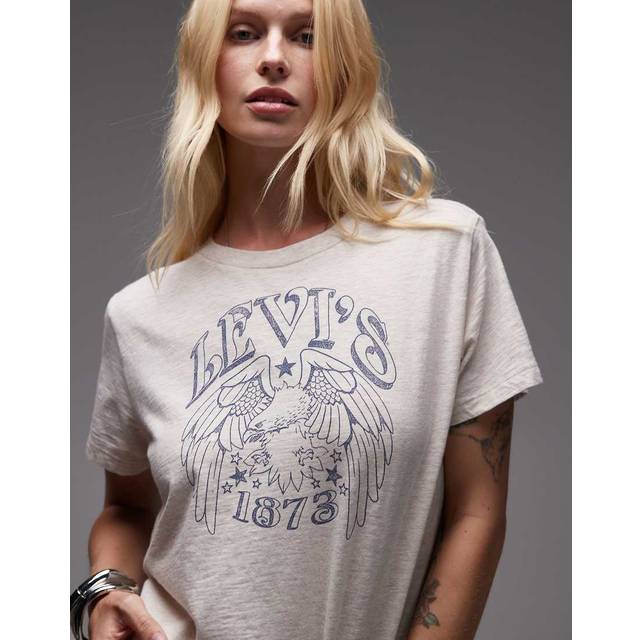 Levi's for woman. A8804-0050 Graphic Boxy T-shirt (M), Beige, Casual, Cotton, Short sleeve