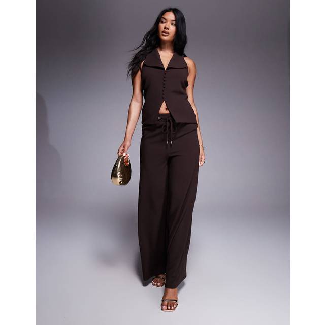 River Island Womens Brown Drawstring Wide Leg Trousers - XS