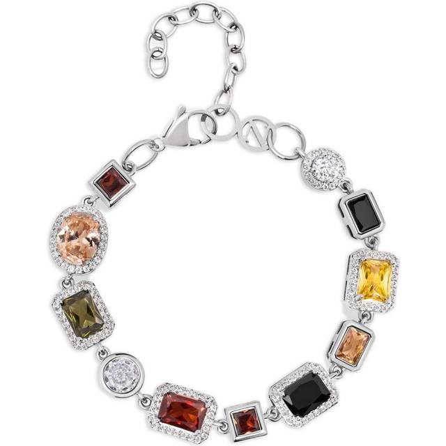 Nialaya Jewelry - Gemstone bracelet - men - Citrine/Silver Plated Brass/Smoky Quartz/Garnet/Ruby/Peridot/Onyx/Cubic Zirconia - XL