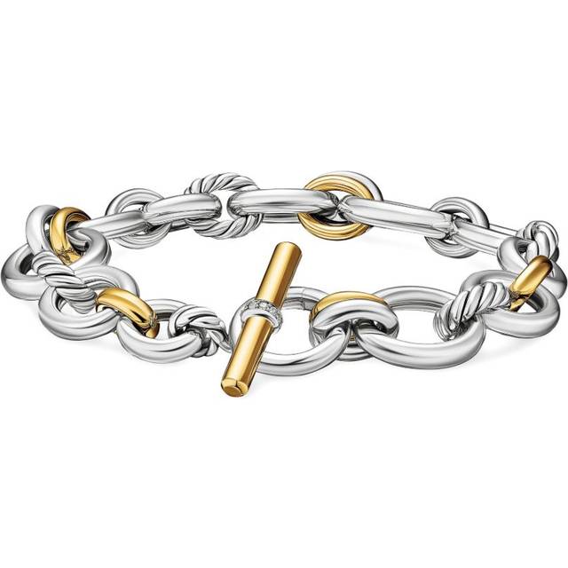 David Yurman - 18K yellow gold and sterling silver DY Mercer® Chain diamond bracelet - women - Sterling Silver/Diamond/18kt Yellow Gold - M