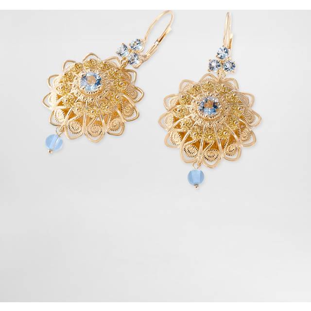 Dolce & Gabbana Filigree Earrings 18-carat Yellow Gold And Aquamarines - Woman Earrings Gold Onesize