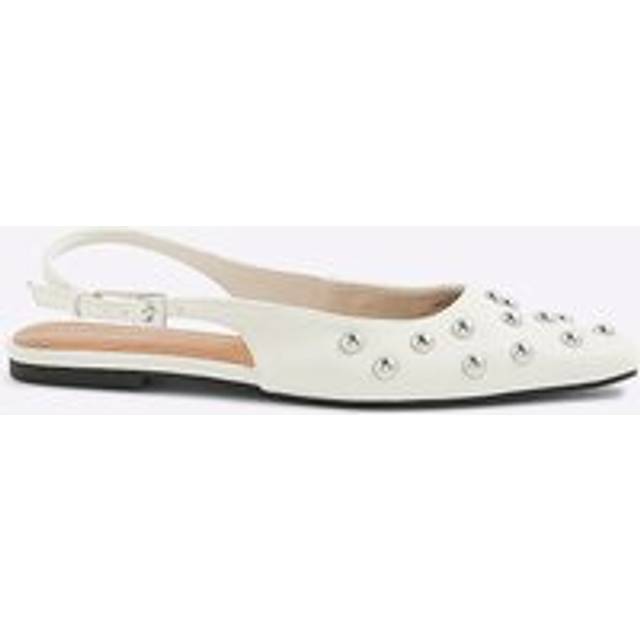 River Island Womens White Slingback Chisel Toe Studded Shoes - 9