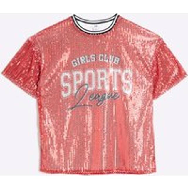 River Island Girls Red Oversized Sequin T-Shirt - 11-12 Yrs