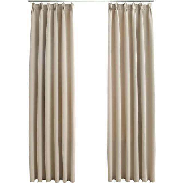 vidaXL Blackout Curtains with Hooks 2 pcs Beige 140x225 cm