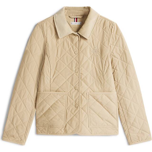 Tommy Hilfiger Padded Quilted Slim Coat - Beige, Grey, Size Xxl, Women - XXL