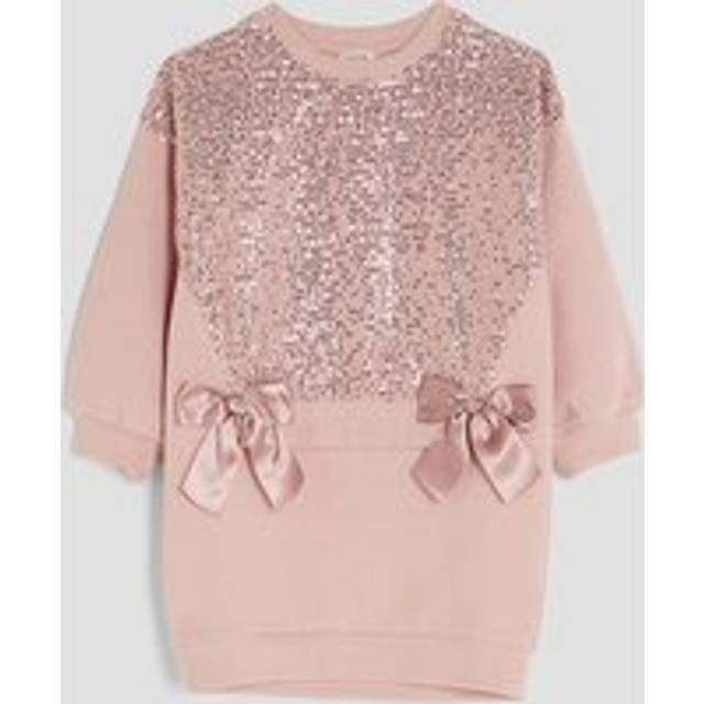 River Island Mini Girls Pink Sequin Sweatshirt Dress - 2-3 Yrs
