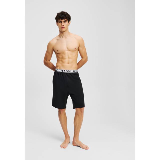 Karl Lagerfeld, Logo Pajama Shorts, Man, Black, Size: M