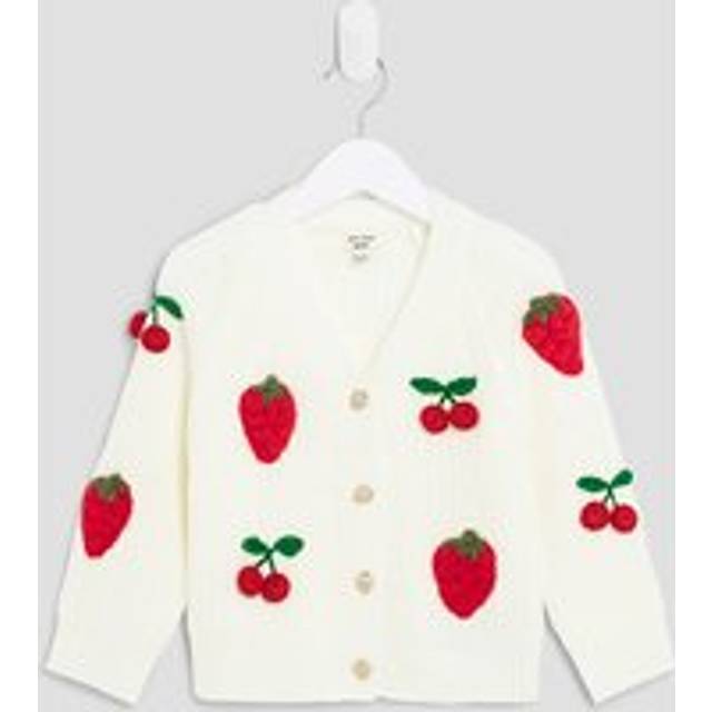 River Island Mini Girls Cream Knitted 3D Fruit Cardigan - 4-5 Yrs