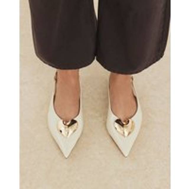 River Island Womens Cream Heart Slingback Flat Shoes - 4
